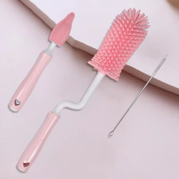 Temizleme Fırçası Silikon Uçlu Sağlam Biberon Kavanoz Bardak Şişe Fırçası - 6