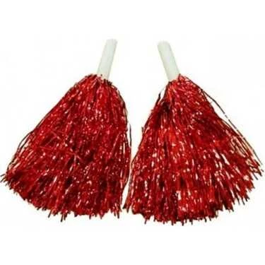 Metalik Kırmızı Renk 23 Nisan 19 Mayıs 29 Ekim Okul Gösteri Ponponu - 1 Çift - 4