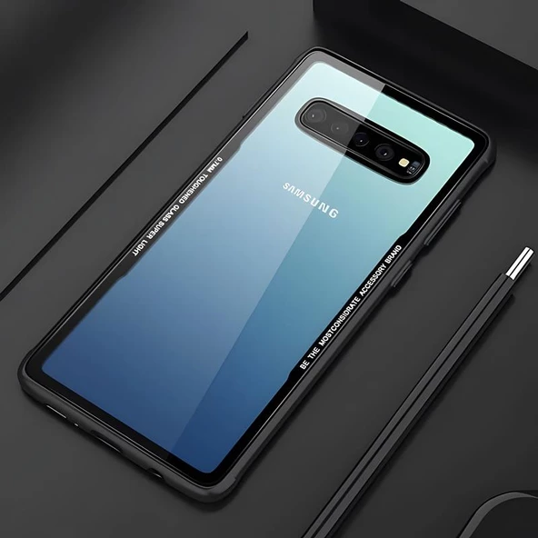 Galaxy S10E Kılıf Kenarları Silikon Arka Kısım Temperli Cam Craft Kılıf