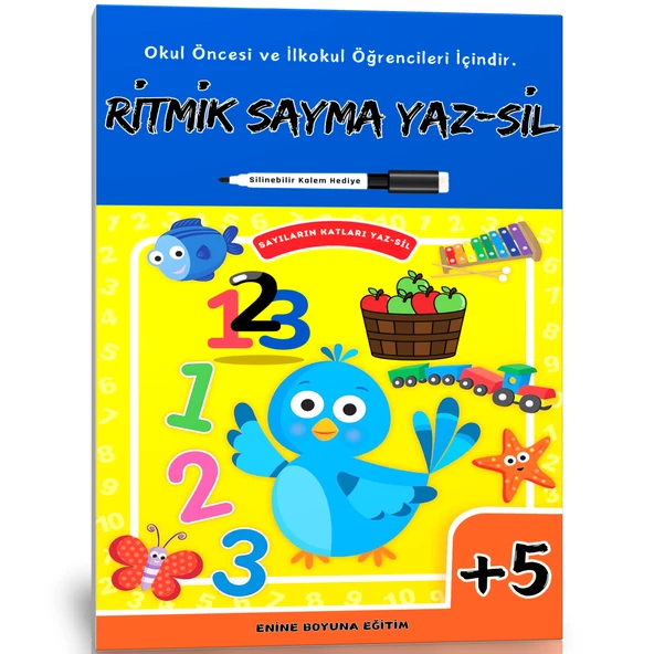 Ritmik Sayma YAZ-SİL Kitabı (Okul Öncesi ve İlkokul Öğrencileri İçin)