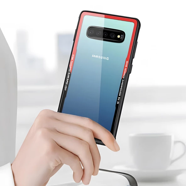 Galaxy S10E Kılıf Kenarları Silikon Arka Kısım Temperli Cam Craft Kılıf - Resim 6