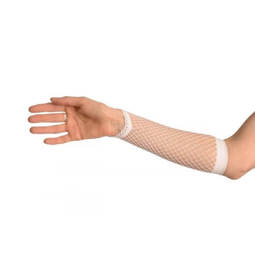 Örgü Beyaz Parmak Arası File Eldiven 26 cm - Resim 2