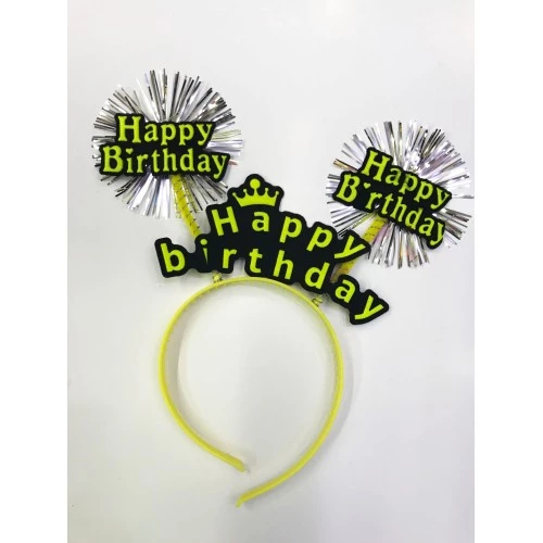 Happy Birthday Neon Renk Doğum Günü Tacı 12 Adet - Resim 2