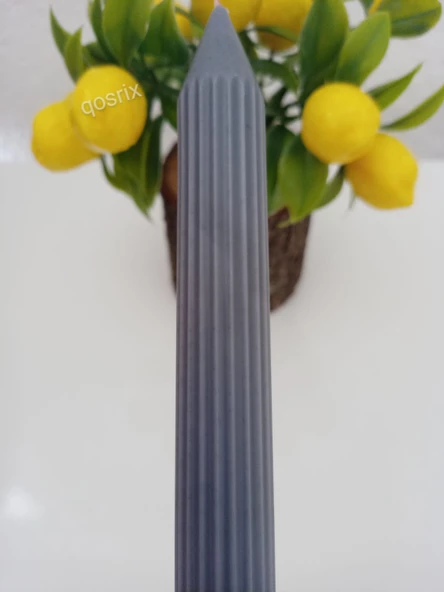 qosrix 5'li Gri Şamdan Soya Mumu 1. Kalite Doğal Vanilya Kokulu Uzun Çubuk Konik Mum Dekoratif - Resim 3