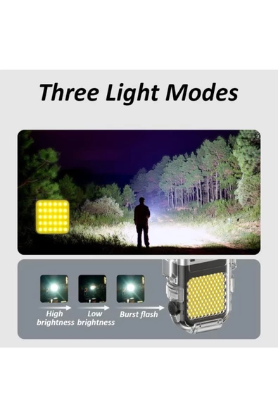 Usb Şarjli Fener- Elektronik Çakmak Fonksiyonlu Kamp  Taşima Askili Çakmaklik Seyehat Kilitli - 2