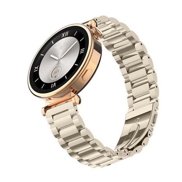 Sneezy Huawei Watch Gt4 41mm İle Uyumlu 18mm Ironweft Döküm Çelik Metal Kordon  Starlight