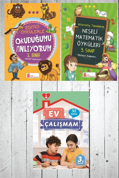 3.Sınıf Ev Çalışmalarım+Okuduğumu Anlıyorum+Neşeli Matematik Öyküleri ürün görseli 1