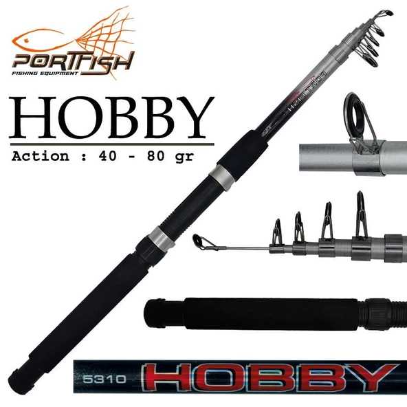 Portfish Hobby 300 cm 40-80g Atarlı Fiber Teleskopik Olta Kamışı