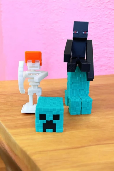 Karakter Figür Seti - Creeper, Enderman ve İskelet - 3
