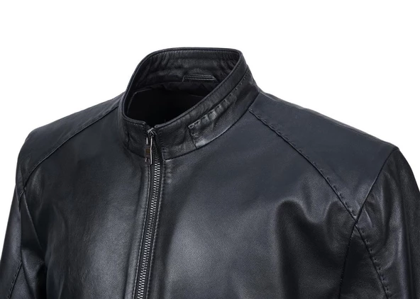 Punto Dikişli Beli Lastikli Model Erkek Spor Deri Mont - 2