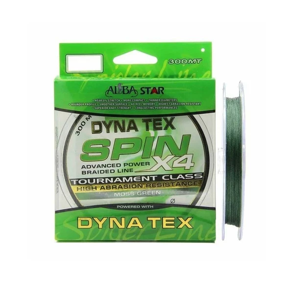 Albastar Dyna Tex Spin 4x 0.25 mm 300m 4 Örgü İp Misina Yeşil 13.62 kg Çeker ürün görseli