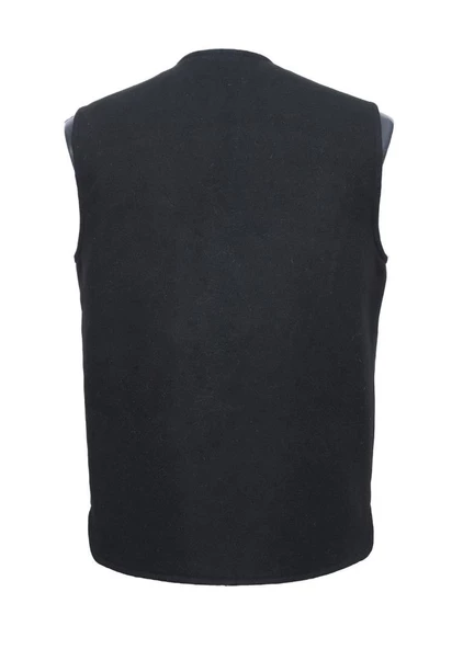 V Yaka Kaşe Kumaş Düğmeli Erkek Yelek Siyah Renk - 8