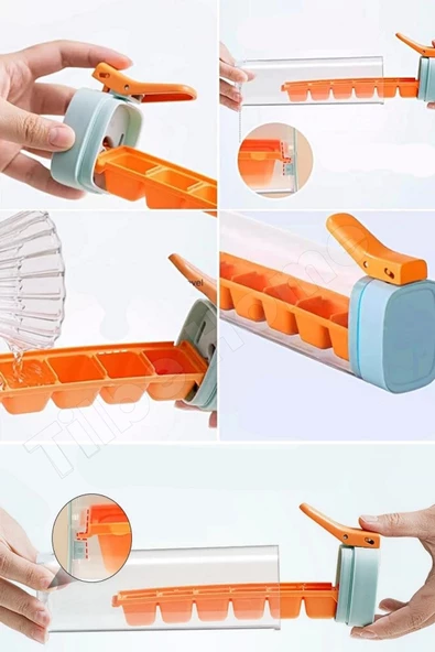 2 Adet Basmalı 6 Bölmeli Kare Buz Kalıbı Taşınabilir Buz Küpü Kalıbı Kare Buzluk Kokteyl Buz Kalıbı - 2