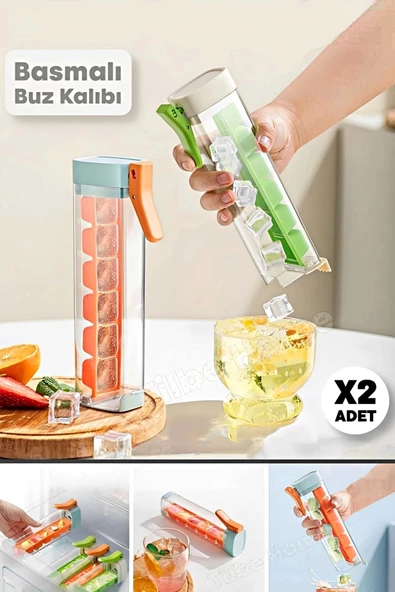 2 Adet Basmalı 6 Bölmeli Kare Buz Kalıbı Taşınabilir Buz Küpü Kalıbı Kare Buzluk Kokteyl Buz Kalıbı