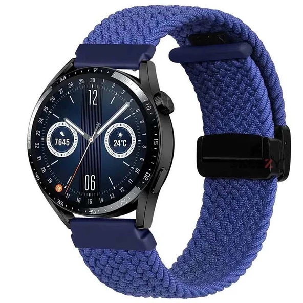 Sneezy Samsung Galaxy Watch 6 – Classic 40-43-44-47mm  20mm FiberLink Manyetik Tokalı Örgü Kordon  Mavi