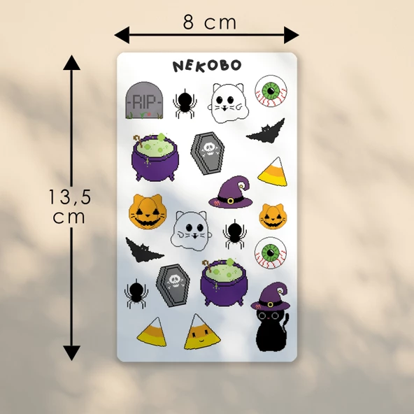 NKB-P016 Cadılar Bayramı Halloween Pixel Art Sticker Sayfası