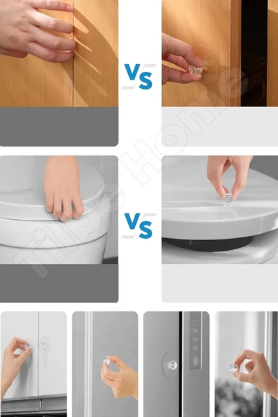 24'lü Güçlü Yapışkanlı Kristal Başlıklı Dolap Çekmece Ayna Klozet Kapağı Tutma Kulpu Mutfak Askısı - 3