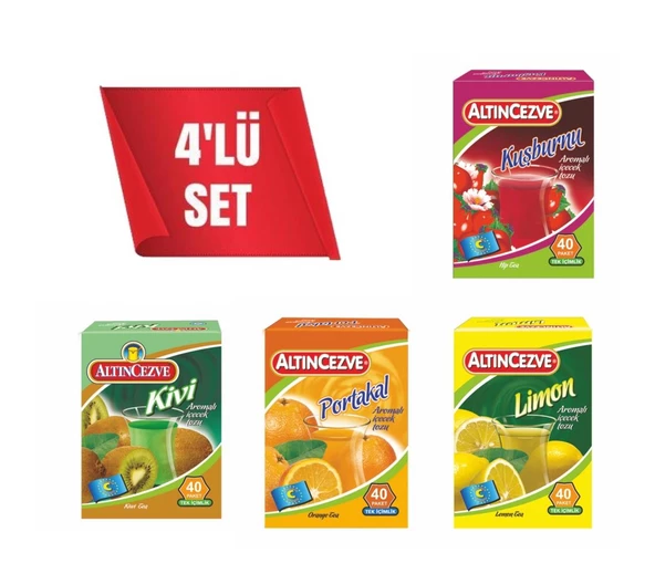 Tek İçimlik İçecek Tozu 4lü Paket 40 x 1,5 Gr  Portakal,Limon,Kuşburnu,Kivi