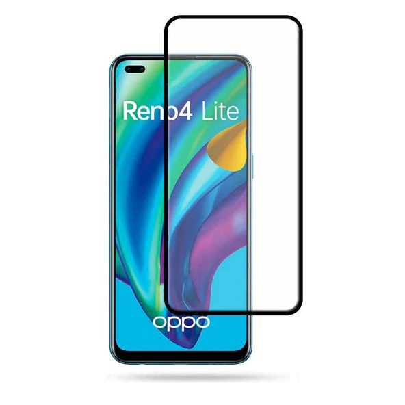 Oppo Reno 4 Lite  Kenarları Kırılmaya Dayanıklı Cam Ekran Koruyucu