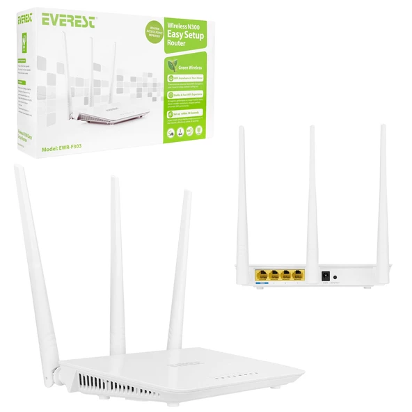 ACCESS POINT REPEATER ROUTER 4 PORT 300 MBPS EVEREST EWR-F303