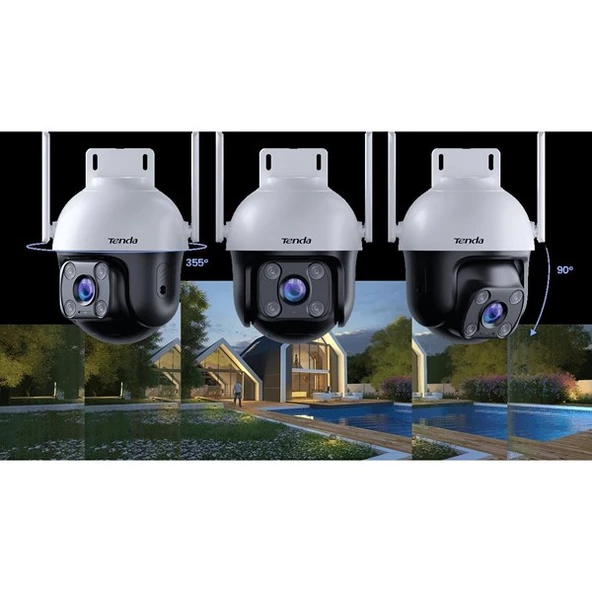 TENDA 2MP CH3 Kablosuz Outdoor Pan/Tilt IP Kamera - Resim 3