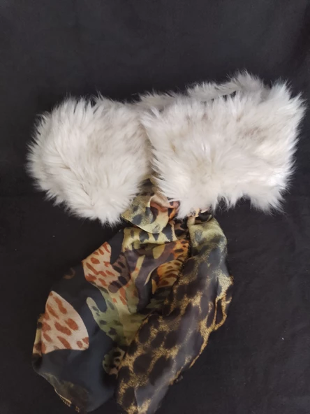 Kürk detaylı tasarım boyun ısıtıcı, içi silikon dolgulu soft polar kumaş - 3