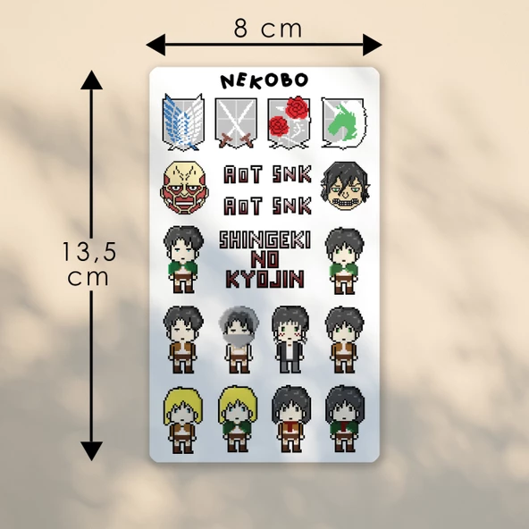 NKB-P008 Attack On Titan Shingeki no Kyojin Pixel Art Sticker Sayfası