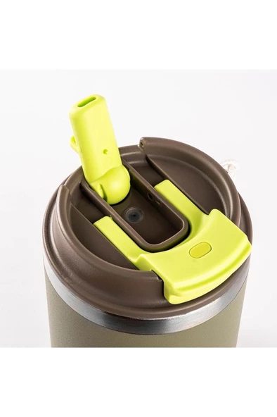 Tantitoni OUTDOOR YEŞİL 2Sİ 1 ARADA KAPAKLI TERMOS BARDAK 480ML - 3