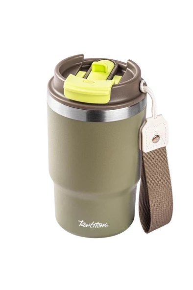 Tantitoni OUTDOOR YEŞİL 2Sİ 1 ARADA KAPAKLI TERMOS BARDAK 480ML - 2