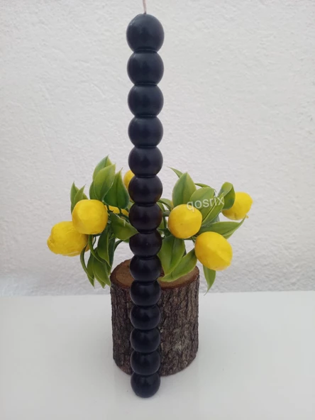 qosrix 4'lü Siyah Boncuk Şamdan Soya Mumu Doğal Kokulu Uzun Çubuk Konik Geometrik Şekil Mum Dekoratif - Resim 3