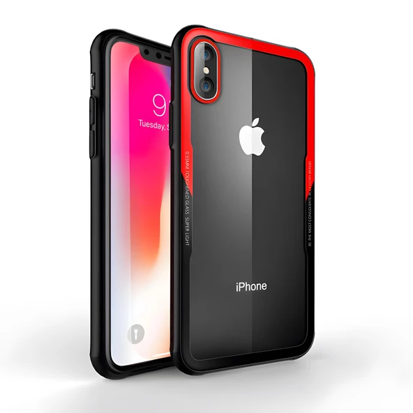 iPhone XS Max 6.5 Kılıf Kenarları Silikon Arka Kısım Temperli Cam Craft Kılıf - Resim 5