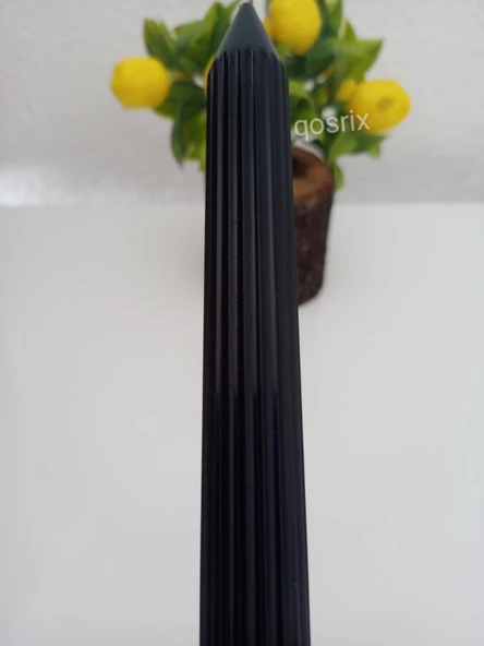 qosrix 4'lü Siyah Şamdan Soya Mumu 1. Kalite Soya Doğal Vanilya Kokulu Uzun Çubuk Konik Mum Dekoratif - 2