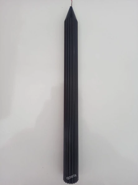 qosrix Siyah Şamdan Soya Mumu 1. Kalite Doğal Vanilya Kokulu Uzun Çubuk Konik Mum Dekoratif 1 Adet - Resim 4