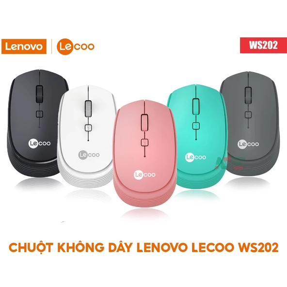 Lenovo Lecoo WS202 1600 DPI 4 Tuşlu Kablosuz Mouse / Turkuaz Rengi