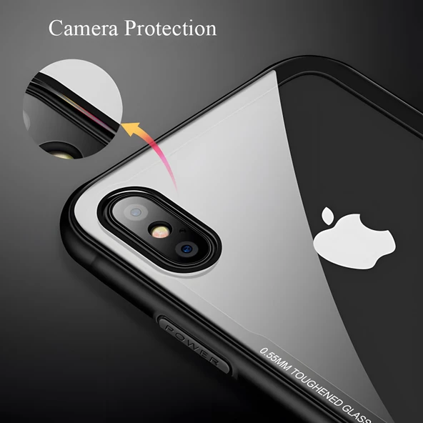 iPhone XS Max 6.5 Kılıf Kenarları Silikon Arka Kısım Temperli Cam Craft Kılıf - Resim 6