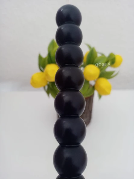 qosrix 4'lü Siyah Boncuk Şamdan Soya Mumu Doğal Kokulu Uzun Çubuk Konik Geometrik Şekil Mum Dekoratif - Resim 2