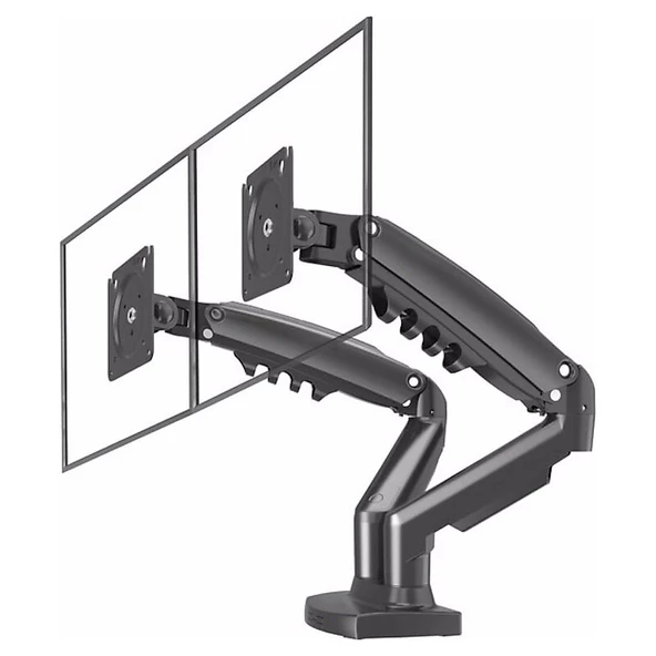 VONTECH F160  MNT02 17-27 AMORTİSÖRLÜ STAND ÇİFT KOL LCD / LED MONİTÖR TUTUCU STAND ASKI APARATI