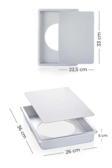Acar 5780 Aliminyum Dikdörtgen Kek Kalıbı 36 Cm - 3