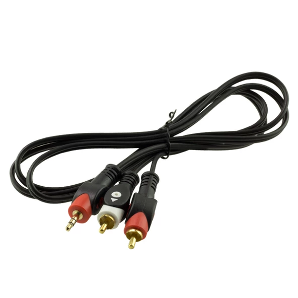 POWERMASTER PM-9486 2 RCA ERKEK + 3.5 MM STEREO ERKEK 1.5 METRE GOLD 1.KALİTE KABLO