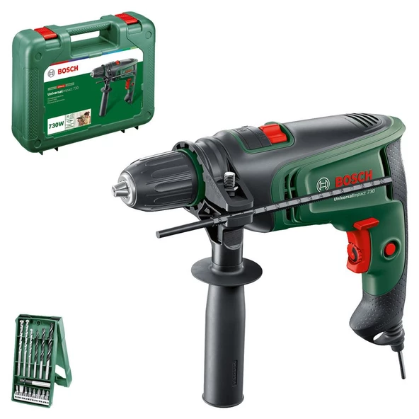 Bosch UniversalImpact 730 Darbeli Matkap 15 Parça X-Line Set Plastik Çanta