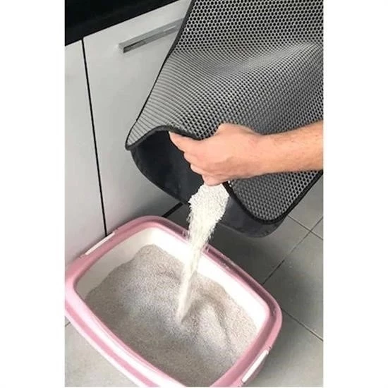 Kedi Tuvalet Önü Kum Toplayıcı Temizleyici Elekli Gri Paspas - 7