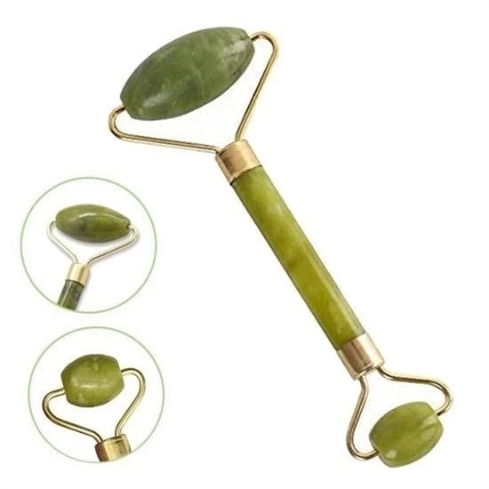 Özel Süngerli Kutusunda Kırılmaz Çift Taraflı 2li Cilt Yüz Masaj Aleti Jade Roller Yeşim Taş - Resim 3