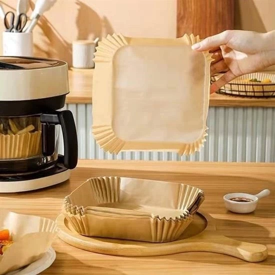 50 Adet Air Fryer Pişirme Kağıdı Tek Kullanımlık Hava Fritöz Yağ Geçirmez Yapışmaz Kare Tabak Model - 4
