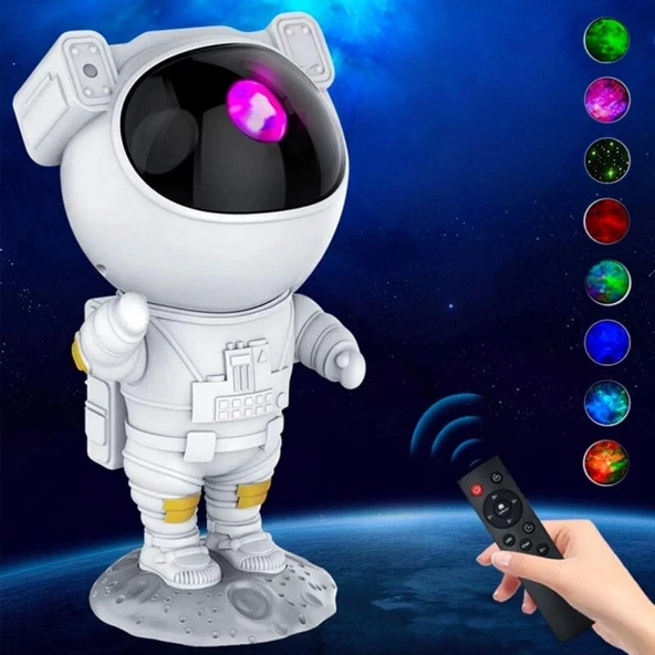Uzaktan Kumandalı Ve Zamanlayıcılı Farklı Renk Işık Modlu Astronot Projektör Gece Lambası - 4