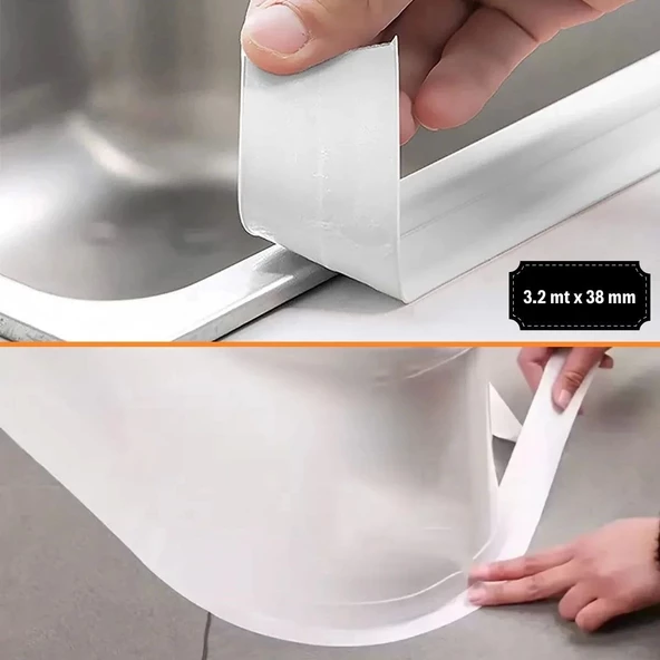 Su Sızdırmaz Banyo Mutfak Lavabo Küvet İzolasyon Şerit Bant,lavabo Kenar Bandı 3.2 Mt X 38 Mm - 5