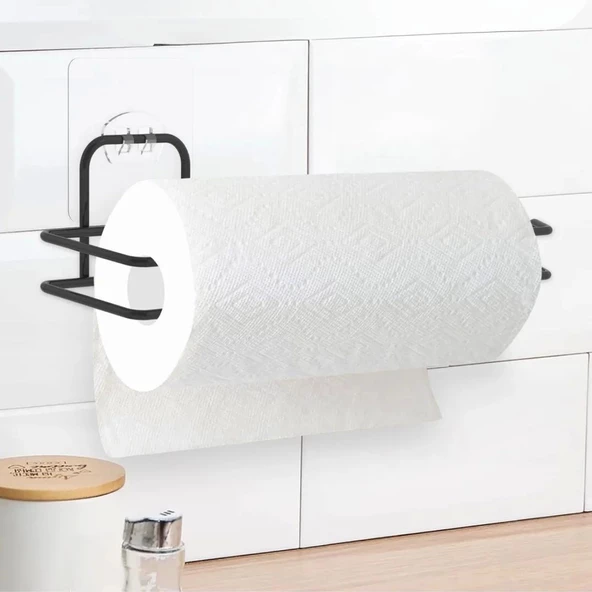 Kendiliğinden Yapışkanlı Krom Paslanmaz Metal Havlu Kağıtlık Aparatı - 2