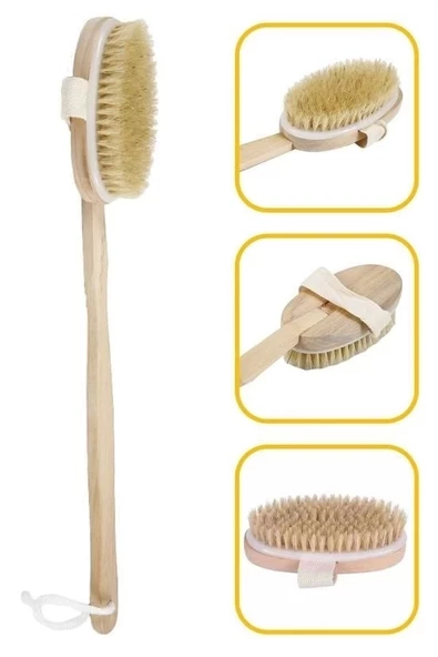 Doğal At Kılı Selülit Karşıtı Sapı Çıkabilen Ahşap Banyo Fırçası - 8