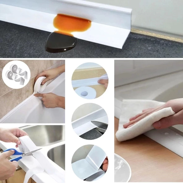 Su Sızdırmaz Banyo Mutfak Lavabo Küvet İzolasyon Şerit Bant,lavabo Kenar Bandı 3.2 Mt X 38 Mm - 3