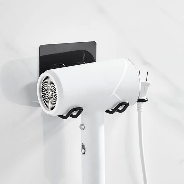 Fön Makine Askısı Siyah Yapışkanlı Fön Makine Tutucu - 2