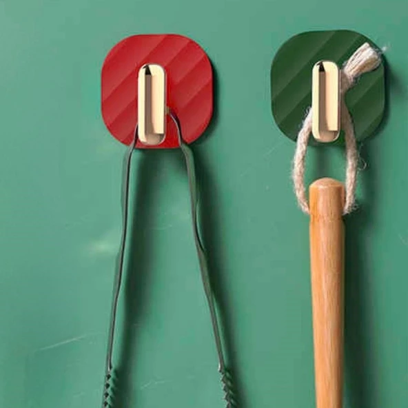 2li Yapışkanlı Retro Askılık Dolap Kapak Kulpu Yeşil - 2